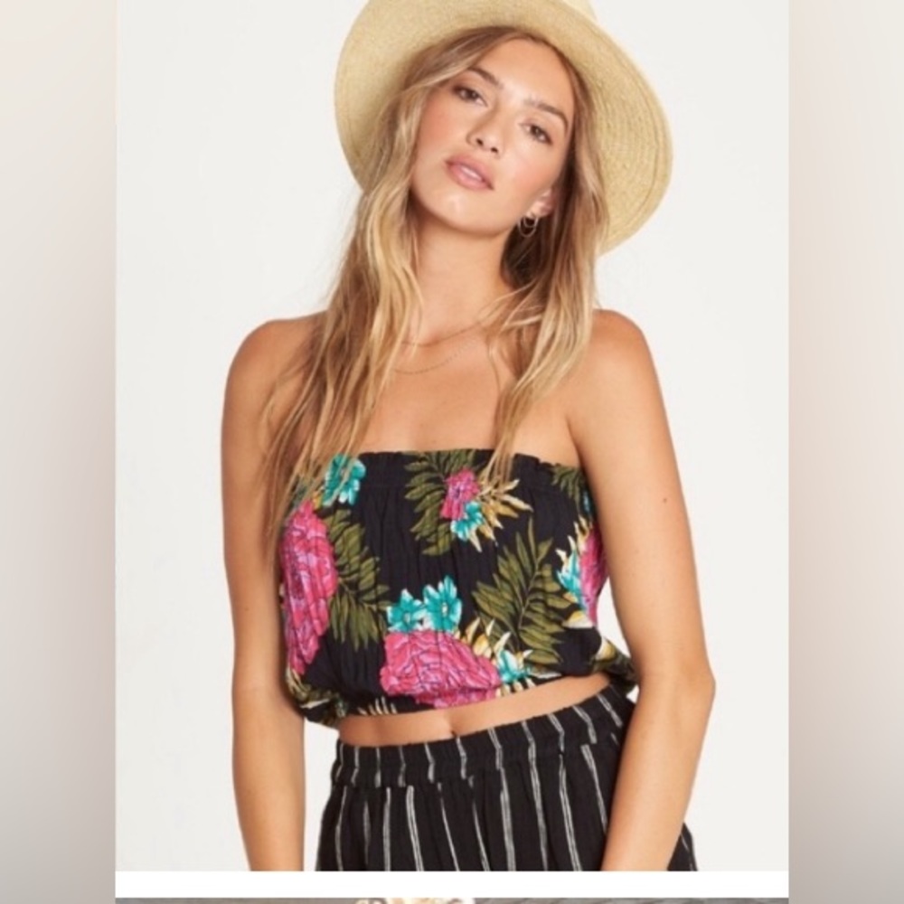 3 for $9!😎 Billabong sleeveless tank bandeau top black and floral sz medium